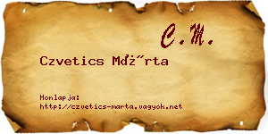 Czvetics Márta névjegykártya